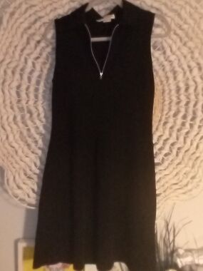 VTG Ronni Nicole Black Sleeveless Zip-Front Midi Dress